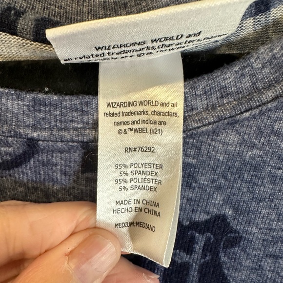 Harry Potter Wizarding World Long Sleeve Blue Top Super Soft Medium - Picture 5 of 10